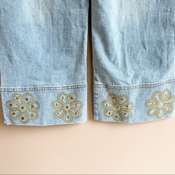 Vintage Y2K cropped Jeans Size 9 Beaded Embellished Deadstock 2000s NWT - Picture 8 of 9